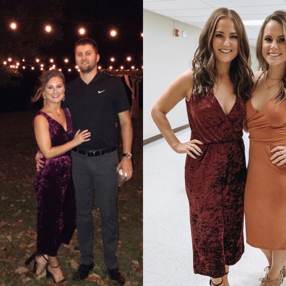 Crushed velvet cropped jumpsuit